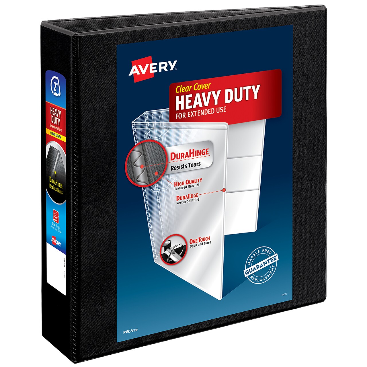 Avery Heavy-Duty View 3 Ring Binder, 2" One Touch Slant Rings, 530-Sheet Capacity, 2.8 Inch Wide Spine (05500)